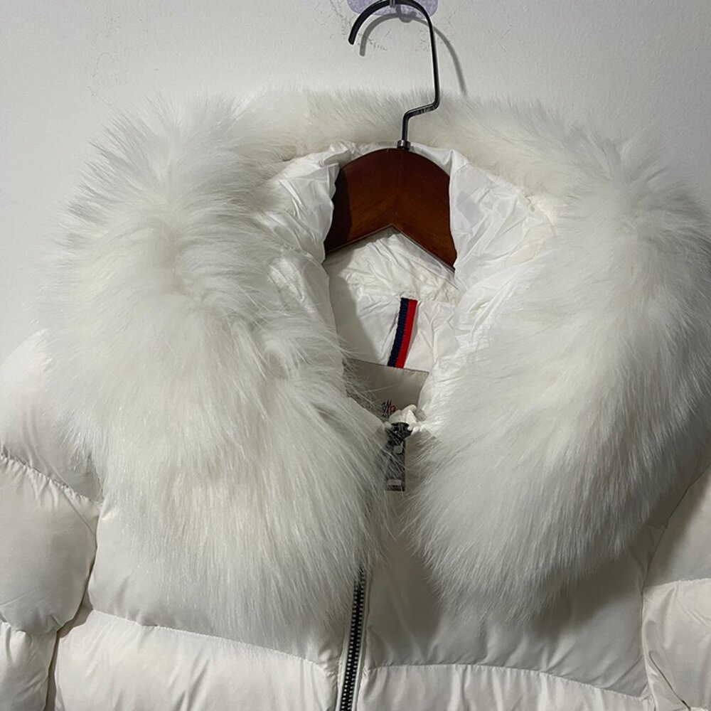 Moncler Boed Hooded Shearling-Trimmed Short Down Jacket - Picture 2 of 11